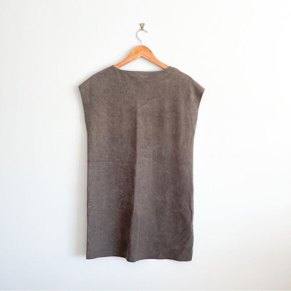 Aritzia Wilfred Free Nori Faux Suede Shift Dress Taupe Vegan Women's XS - Picture 3 of 9